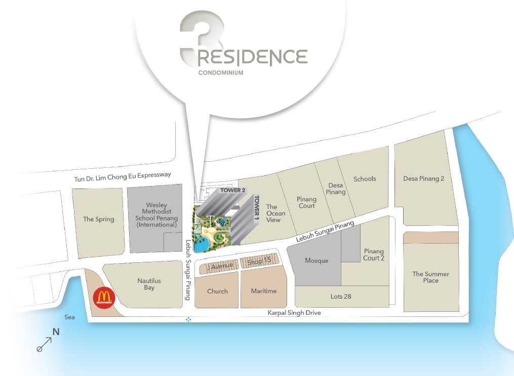 3 residence penang location Contact +6011-1098 4066 Scott for more info