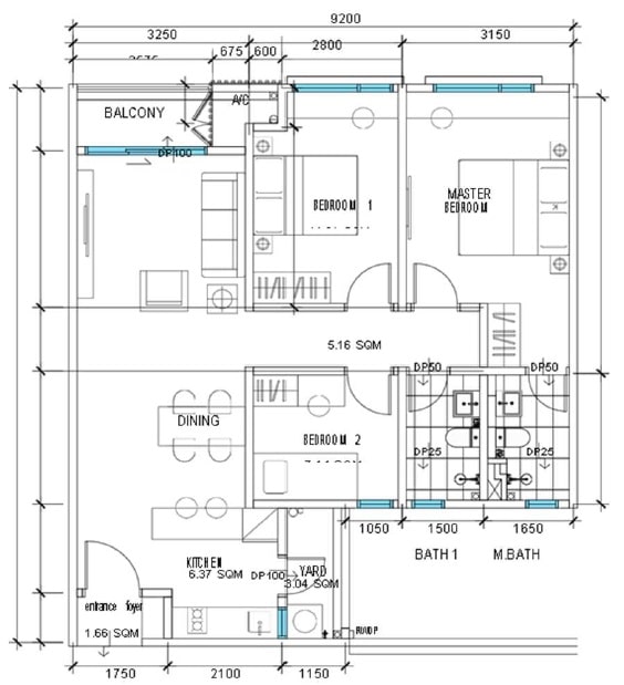 ion vivace layout B 928sf 3bedrooms 2-3 carparks (2)